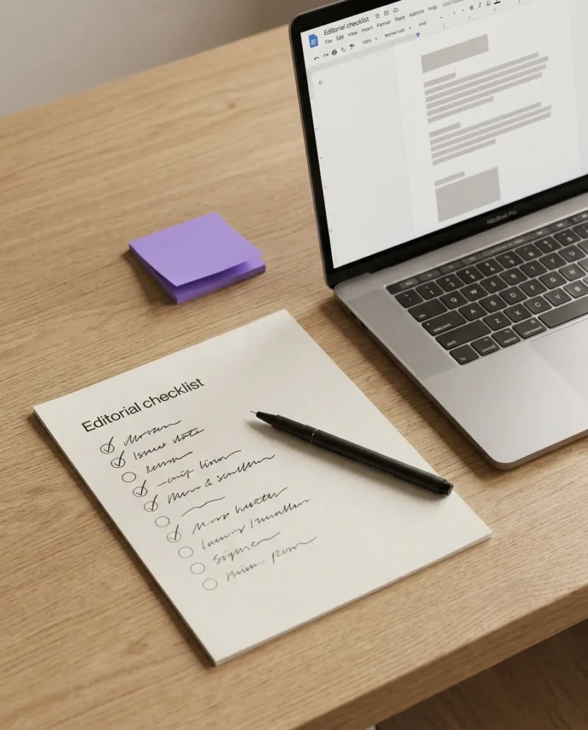 Editorial review checklist for AI content before publishing to meet Google E-E-A-T standards