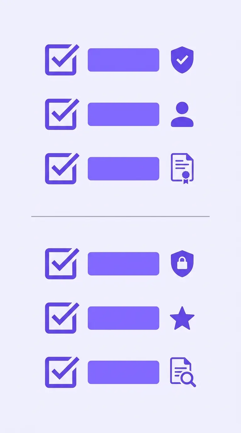 Checklist diagram of site-level E-E-A-T trust signals that influence how Google evaluates AI-assisted content
