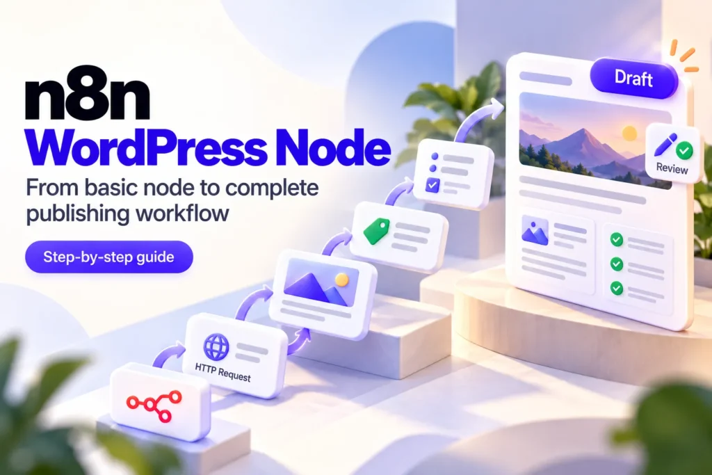n8n WordPress Node workflow using HTTP Request to add images, SEO fields, metadata and send the article to draft review